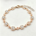 Elegant Floral Crystal Link Bracelet in Rose Gold Finish