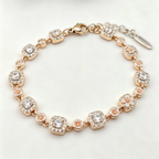 Elegant Floral Crystal Link Bracelet in Rose Gold Finish
