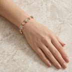 Elegant Floral Crystal Link Bracelet in Rose Gold Finish