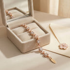 Elegant Floral Crystal Link Bracelet in Rose Gold Finish