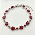Radiant Red Crystal Link Bracelet in Polished Silver Finish