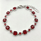 Radiant Red Crystal Link Bracelet in Polished Silver Finish