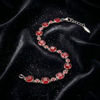 Radiant Red Crystal Link Bracelet in Polished Silver Finish
