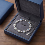Iridescent Aurora Crystal Link Bracelet in Polished Silver Finish