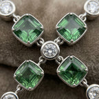 Fresh Green Crystal Link Bracelet in Polished Silver Finish
