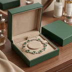 Fresh Green Crystal Link Bracelet in Polished Silver Finish